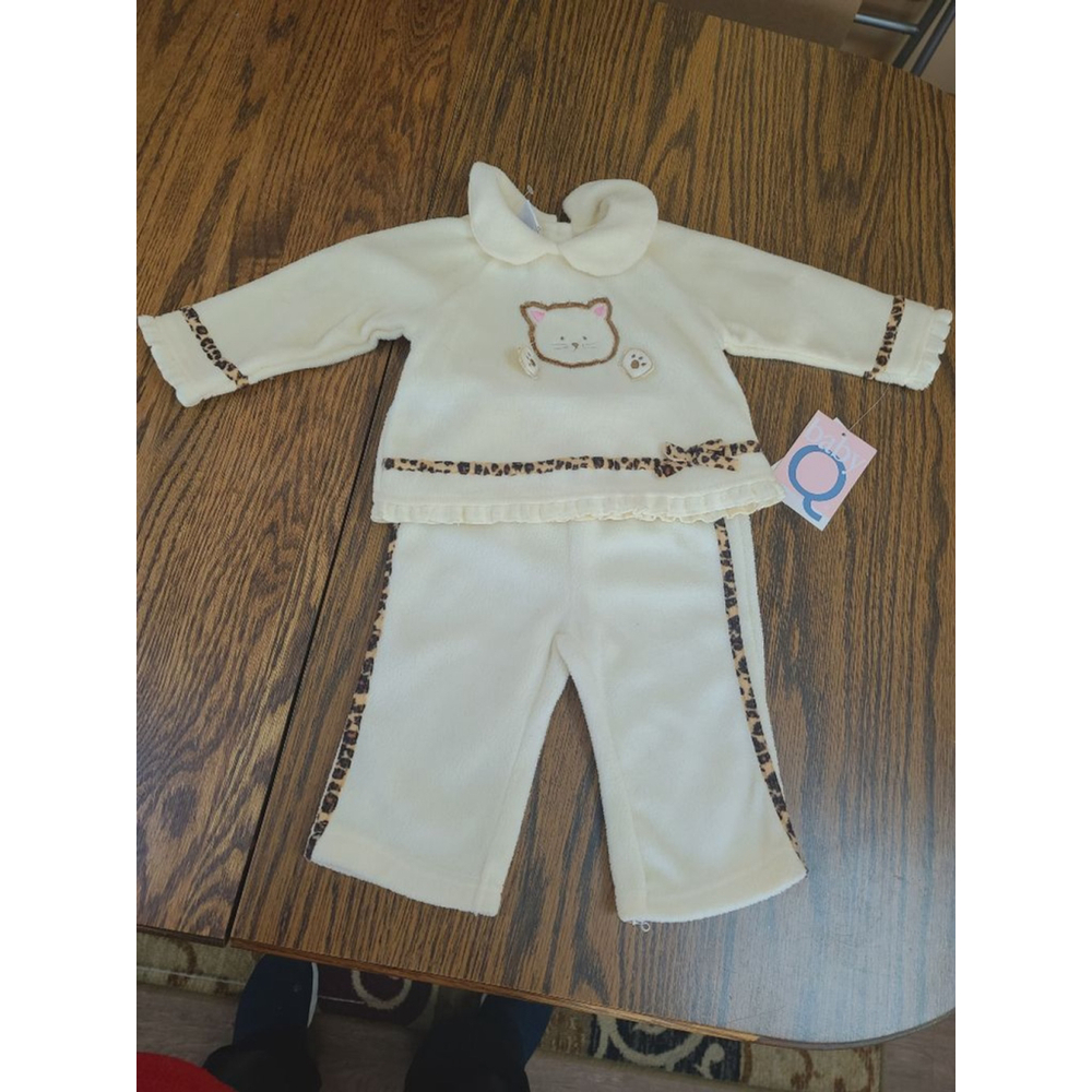 Baby Q Cream Leopard Baby Outfit 6-9M - Picture 2 of 9